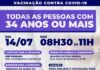 São Sebastião vacina contra Covid-19 população de 34 anos ou mais nesta quarta-feira (14)