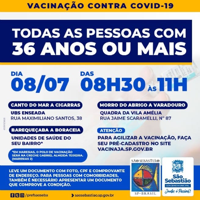 Vacinação contra Covid - 36 anos ou mais