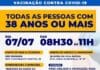 São Sebastião vacina contra Covid-19 população de 38 anos ou mais nesta quarta-feira (7)