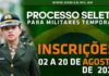 INSCRIÇÕES PARA PROCESSO SELETIVO PARA MILITARES TEMPORÁRIOS