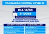 Nesta quinta-feira (16) haverá aplicação de segunda dose de Coronavac para agendados na carteirinha até 16 de setembro
