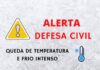 Defesa Civil refoça o alerta para frente fria que atinge o estado de São Paulo