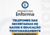 Secretarias de Saúde e Educação não terão atendimento presencial nem telefônico nesta sexta-feira (5) devido a problemas na rede elétrica