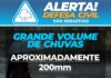 Prefeitura alerta para acumulado de chuvas de até 200mm entre hoje (28) e sábado (1.º)