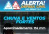 Prefeitura alerta para chuvas intensas acompanhadas por descargas elétricas, vento forte e granizo entre terça (27) e sexta-feira (30)
