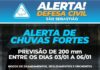 Prefeitura alerta para chuvas intensas e ventos fortes entre terça (3) e sexta-feira (6)