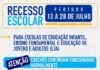 Escolas da rede municipal de São Sebastião entram em recesso a partir de 13 de julho