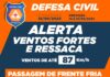 Defesa Civil e Marinha alertam para rajadas de vento de até 87 km/h e ressaca