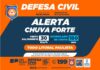 Defesa Civil alerta para chuvas de 180 mm no final de semana