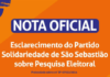 Esclarecimento do Partido Solidariedade de São Sebastião sobre Pesquisa Eleitoral