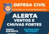 Defesa Civil alerta para ventos fortes e chuvas de até 150mm até sexta-feira