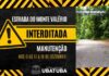 Estrada do Monte Valério ficará interditada de 17 a 19 de dezembro