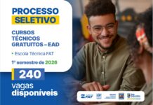 FAT e Prefeitura oferecem cursos técnicos gratuitos com inscrições até 10 de abril