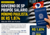 Salário mínimo paulista pode chegar a R$ 1.874 em 2026