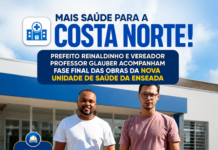 PREFEITO REINALDINHO MOREIRA E VEREADOR PROFESSOR GLAUBER ACOMPANHAM FASE FINAL DAS OBRAS DA NOVA UNIDADE DE SAÚDE DA ENSEADA