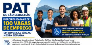 PAT de São Sebastião disponibiliza mais de 100 vagas de emprego em diversas áreas nesta semana