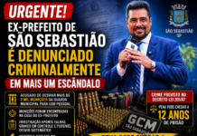 URGENTE! EX-PREFEITO DE SÃO SEBASTIÃO É DENUNCIADO CRIMINALMENTE EM MAIS UM ESCÂNDALO; PENA PODE CHEGAR A 12 ANOS DE PRISÃO