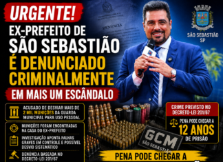 URGENTE! EX-PREFEITO DE SÃO SEBASTIÃO É DENUNCIADO CRIMINALMENTE EM MAIS UM ESCÂNDALO; PENA PODE CHEGAR A 12 ANOS DE PRISÃO