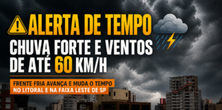 São Paulo deve ter chuvas fortes no domingo (3) após rajada de vento no litoral