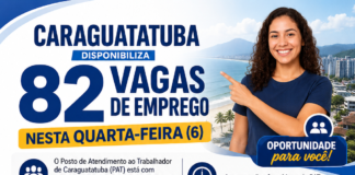 Caraguatatuba disponibiliza 82 vagas de emprego