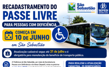 Recadastramento do Passe Livre para pessoas com deficiência começa em 10 de junho em São Sebastião