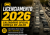 Calendário oficial do licenciamento de veículos 2026 começa em julho, veja datas