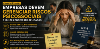 NOVA NR-1 IMPÕE REGRAS MAIS RÍGIDAS SOBRE SAÚDE MENTAL NO TRABALHO E EMPRESAS PODEM SER MULTADAS POR DESCUMPRIMENTO