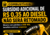 Subsídio adicional de R$ 0,35 ao diesel segue suspenso mesmo com petróleo próximo de US$ 100, afirma governo federal