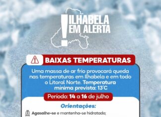 Prefeitura de Ilhabela orienta população sobre previsão de baixas temperaturas e reforça medidas de prevenção