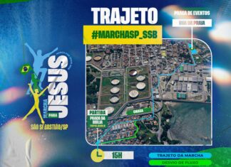 Trânsito tem desvio na Topolândia, neste sábado, para passagem da Marcha para Jesus em São Sebastião