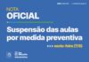 Nota Oficial – Suspensão aulas