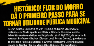HISTÓRICO! FLOR DO MORRO DÁ O PRIMEIRO PASSO PARA SE TORNAR UTILIDADE PÚBLICA MUNICIPAL