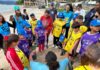 São Sebastião reúne crianças em ação que revela impactos do lixo nas praias no World Cleanup Day