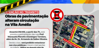 Pavimentação avança na Vila Amélia e terá interdições temporárias nesta sexta-feira