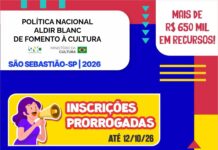 Prefeitura de São Sebastião prorroga inscrições de editais culturais até 12 de outubro