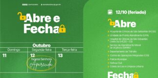 Confira o que abre e fecha nos órgãos públicos em São Sebastião no feriado da Padroeira do Brasil