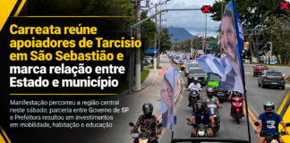 Carreata reúne apoiadores de Tarcísio em São Sebastião e marca relação entre Estado e município